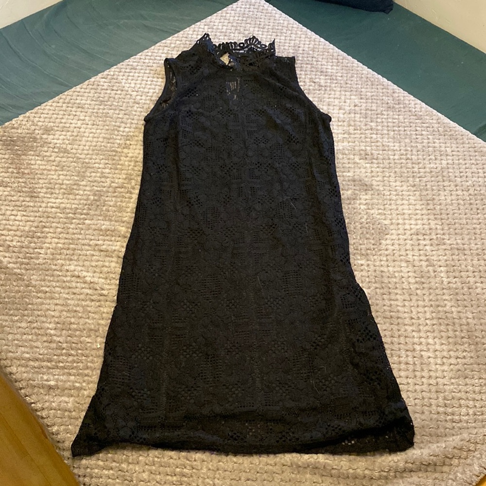 Black high neck dress